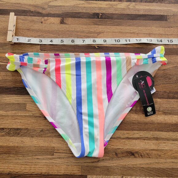 NWT NOBO Ruffle Side Striped Bikini Swim Bottom - Picture 2 of 9